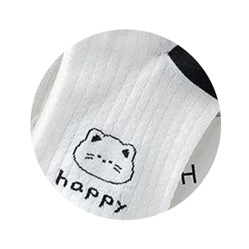 جوراب کوتاه سفید طرح‌دار Happy

